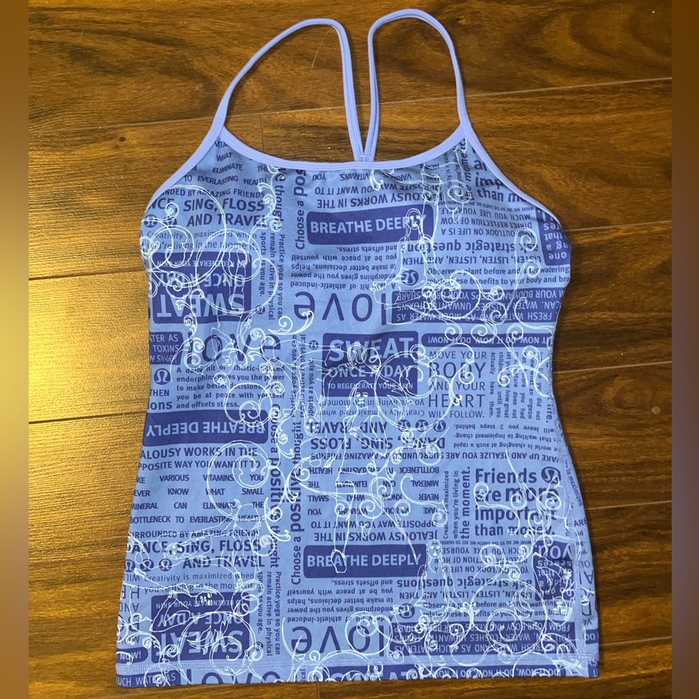 lululemon athletica Blue and White Printed Strappy Tank